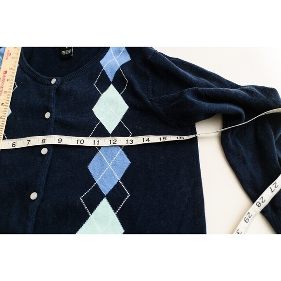 Carol Little S Blue argyle sweater academia preppy Eclectic Grandpa button up - Picture 6 of 6